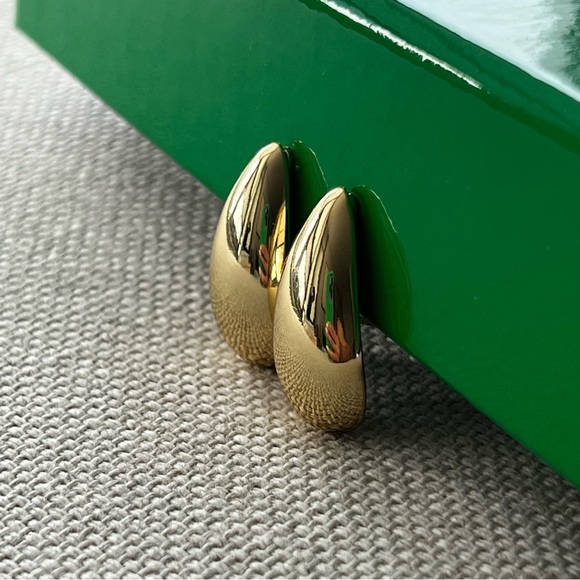 Gold Drop Clip On Earrings - Picture 2 of 6